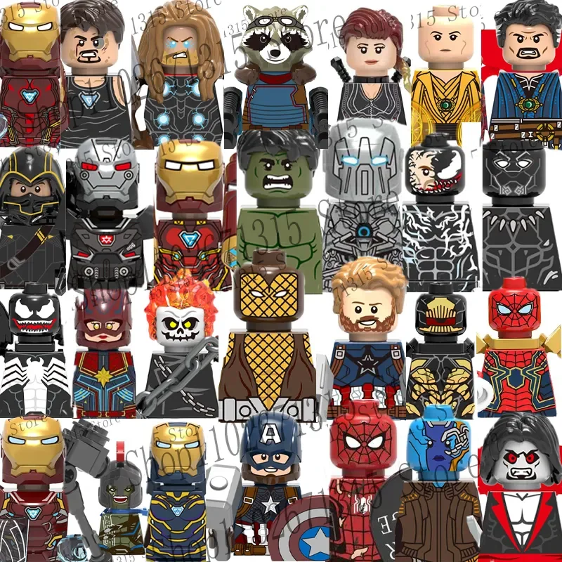 Lego Minifigure Holder - マーベル アベンジャーズ スーパーヒーロー 組み立てブロック アイアンマン ドクター・ストレンジ