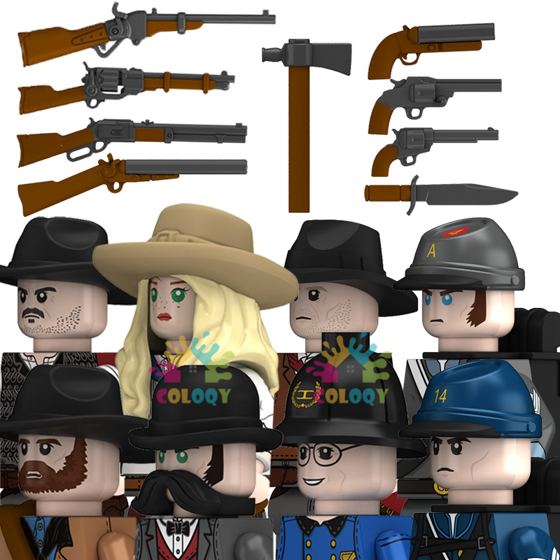 Lego Minifigure Holder - ミニアクションフィギュア,カウボーイビルディングブロック,警察の兵士,子供のおもちゃ,クリスマスプレゼント